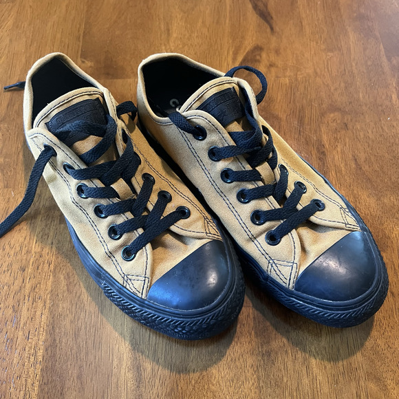 Mustard Yellow and Black Converse Low-top Sneakers - Picture 1 of 14